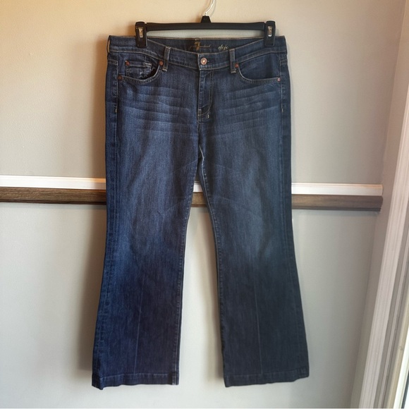 7 For All Mankind DOJO Flare Jeans Blue medium Wash - Picture 1 of 7